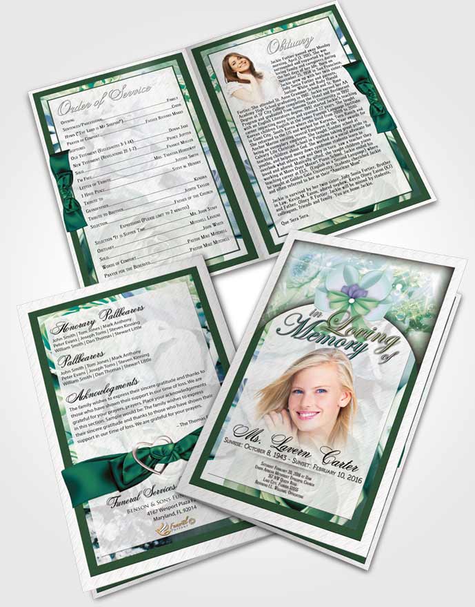 Bifold Order Of Service Obituary Template Brochure Evening Petals in the Wind