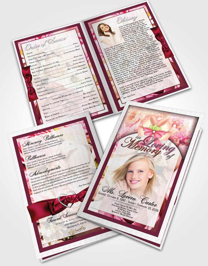 Bifold Order Of Service Obituary Template Brochure Everlasting Petals in the Wind