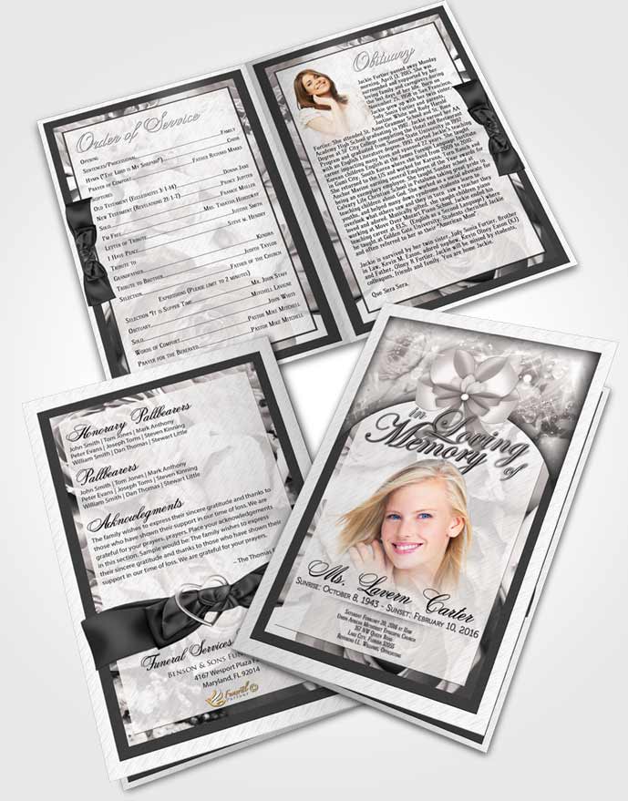 Bifold Order Of Service Obituary Template Brochure Free Petals in the Wind