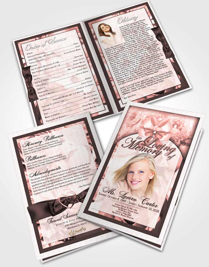 Bifold Order Of Service Obituary Template Brochure Morning Petals in the Wind