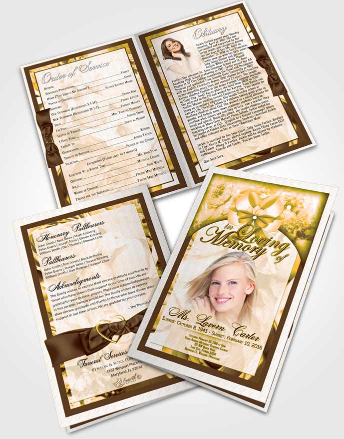 Bifold Order Of Service Obituary Template Brochure Rustic Loving Petals in the Wind