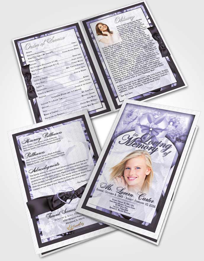 Bifold Order Of Service Obituary Template Brochure Soft Petals in the Wind
