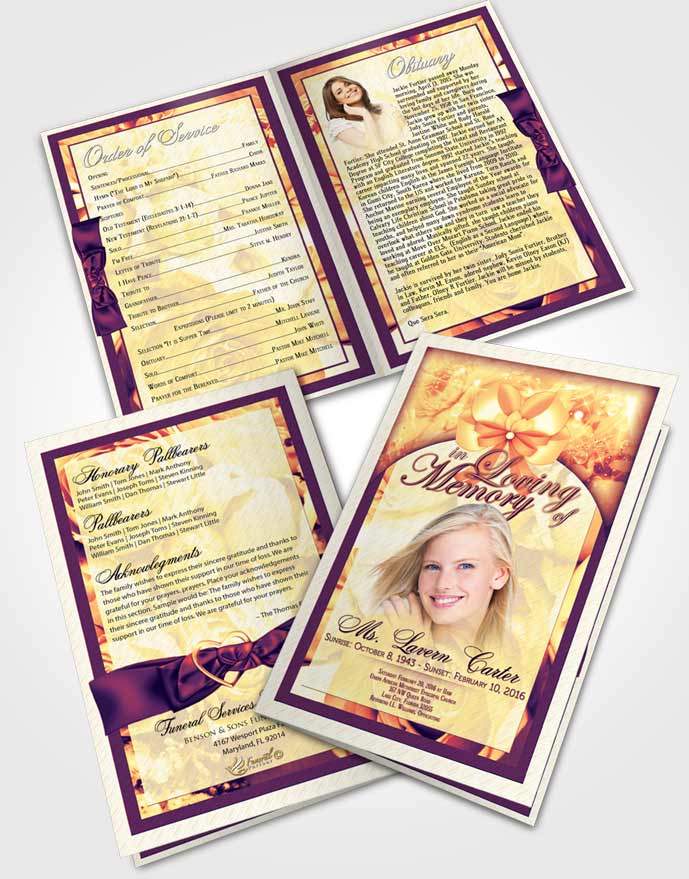 Bifold Order Of Service Obituary Template Brochure Summer Petals in the Wind