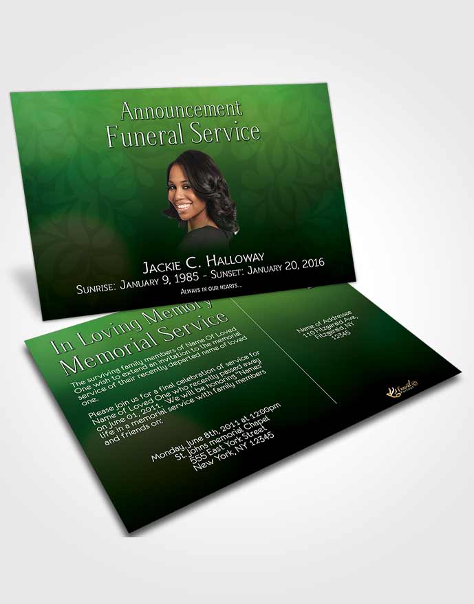 Funeral Announcement Card Template Divinity Forest Laughter