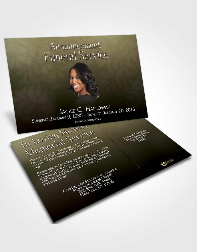 Funeral Announcement Card Template Divinity Gentle Breeze