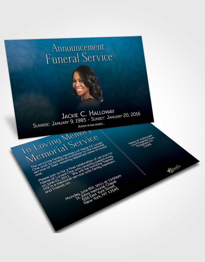 Funeral Announcement Card Template Divinity Oceans Desire