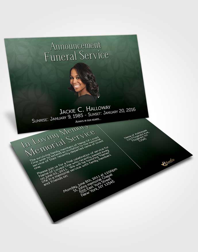 Funeral Announcement Card Template Divinity Pistachio Dreams