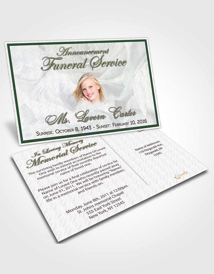 Funeral Announcement Card Template Evening Petals in the Wind