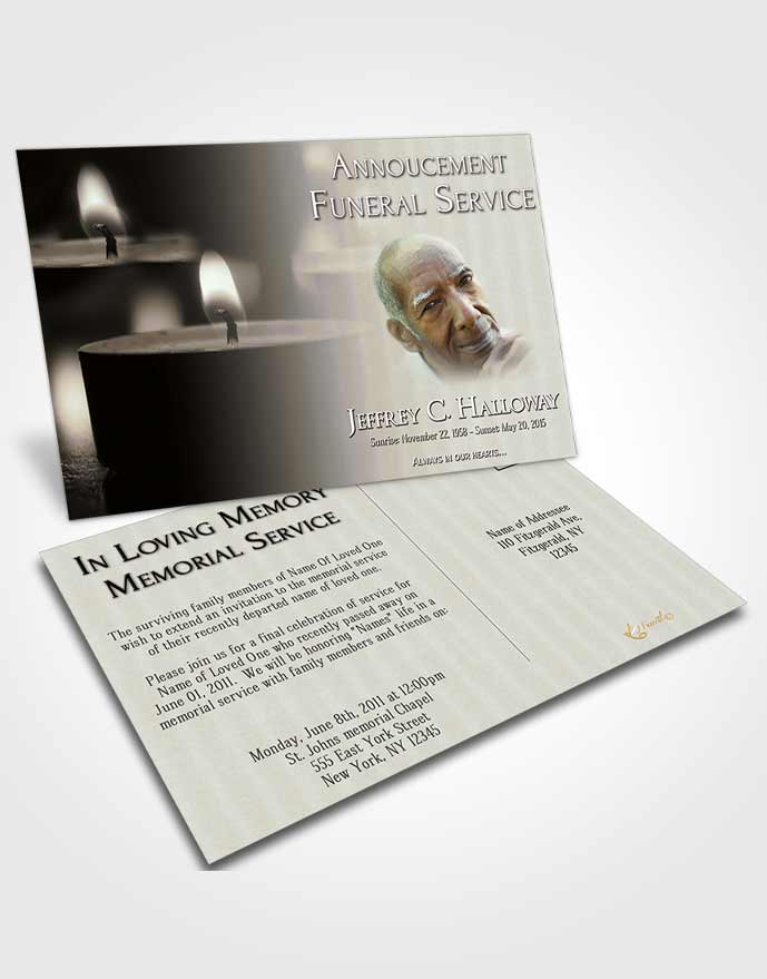 Funeral Announcement Card Template Rustic Candle Light