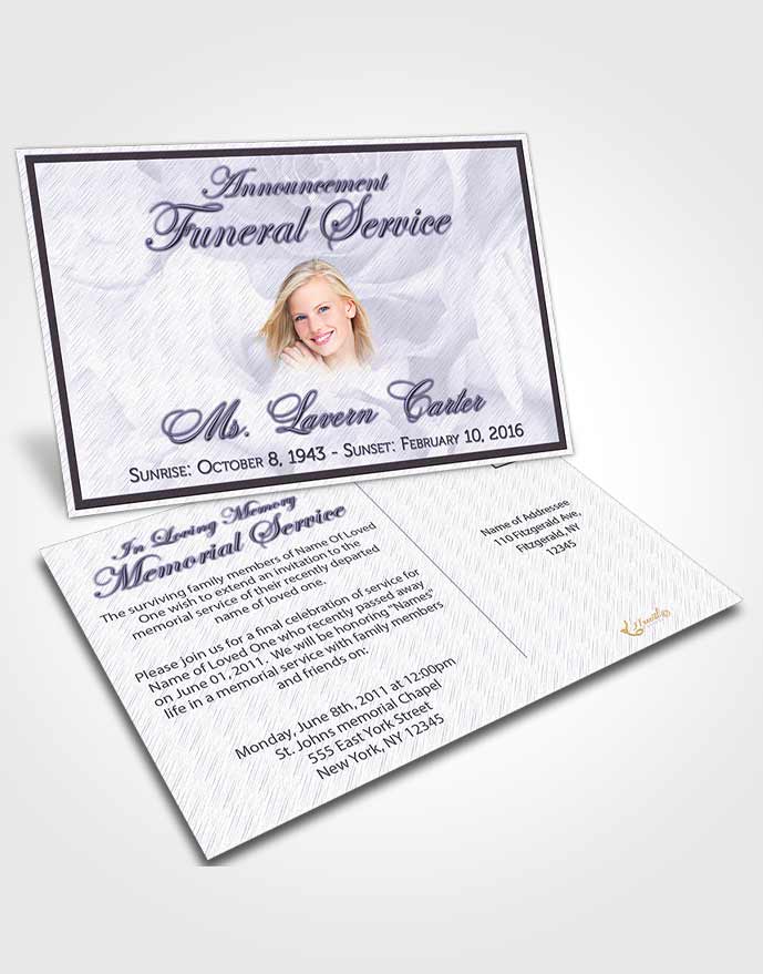 Funeral Announcement Card Template Soft Petals in the Wind