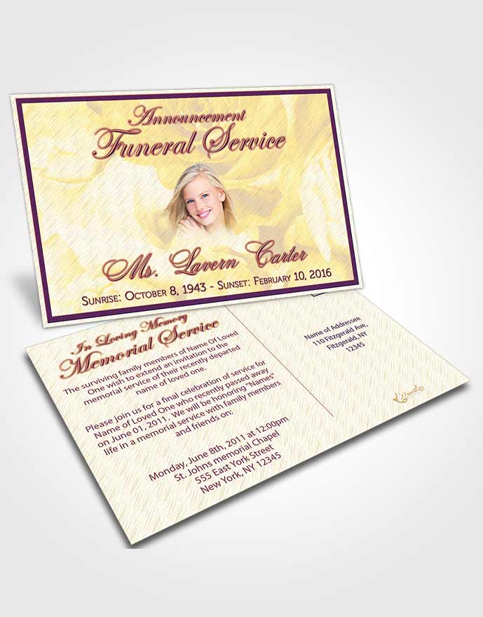 Funeral Announcement Card Template Summer Petals in the Wind