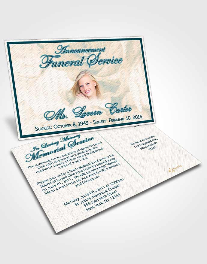Funeral Announcement Card Template Tranquil Petals in the Wind