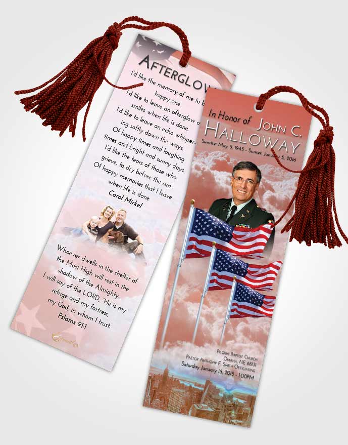 Funeral Bookmark Template Americas Finest Sunrise