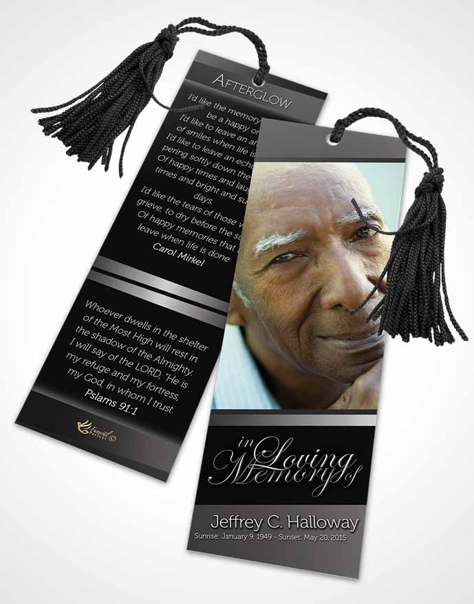 Funeral Bookmark Template Black and White Desire Tranquility Dark