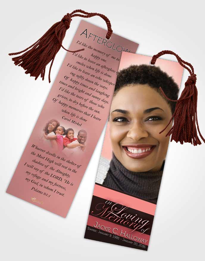 Funeral Bookmark Template Divine Essence Ruby Desire