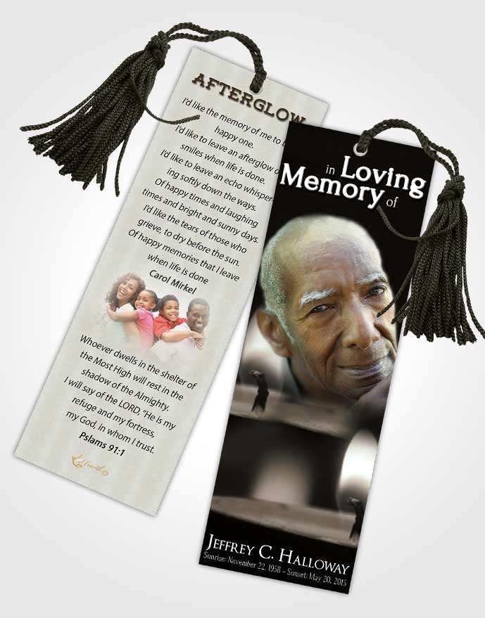 Funeral Bookmark Template Rustic Candle Light