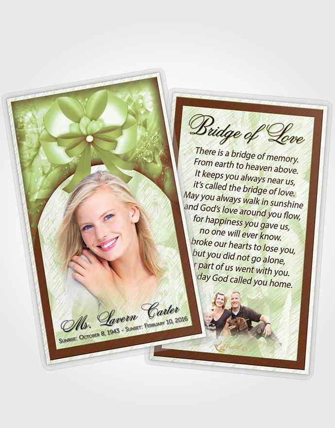 Funeral Announcement Card Template Emerald Bliss Petals in the Wind