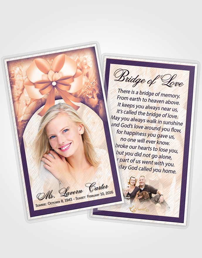 Funeral Announcement Card Template Lavender Sunrise Petals in the Wind