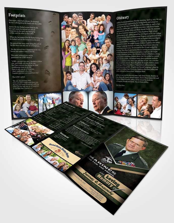 Obituary Template Trifold Brochure 1st Marines The Few The Proud Serenity