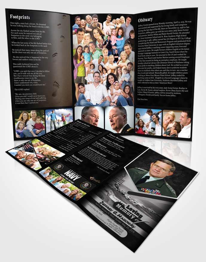 Obituary Template Trifold Brochure 1st Navy Sailor Freedom