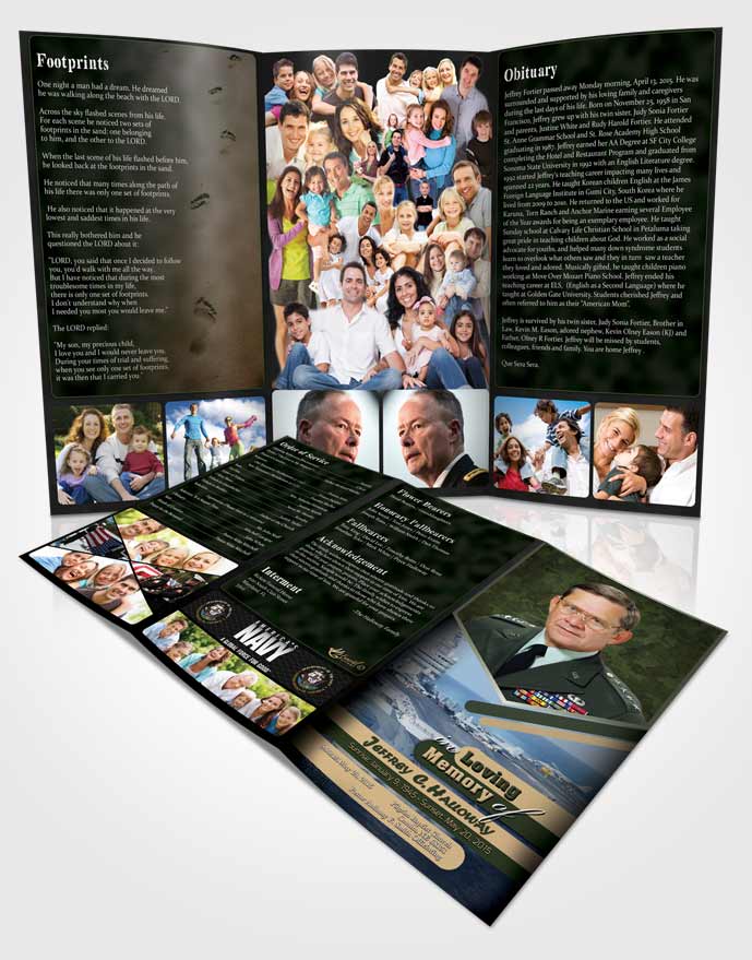 Obituary Template Trifold Brochure 1st Navy Sailor Serenity