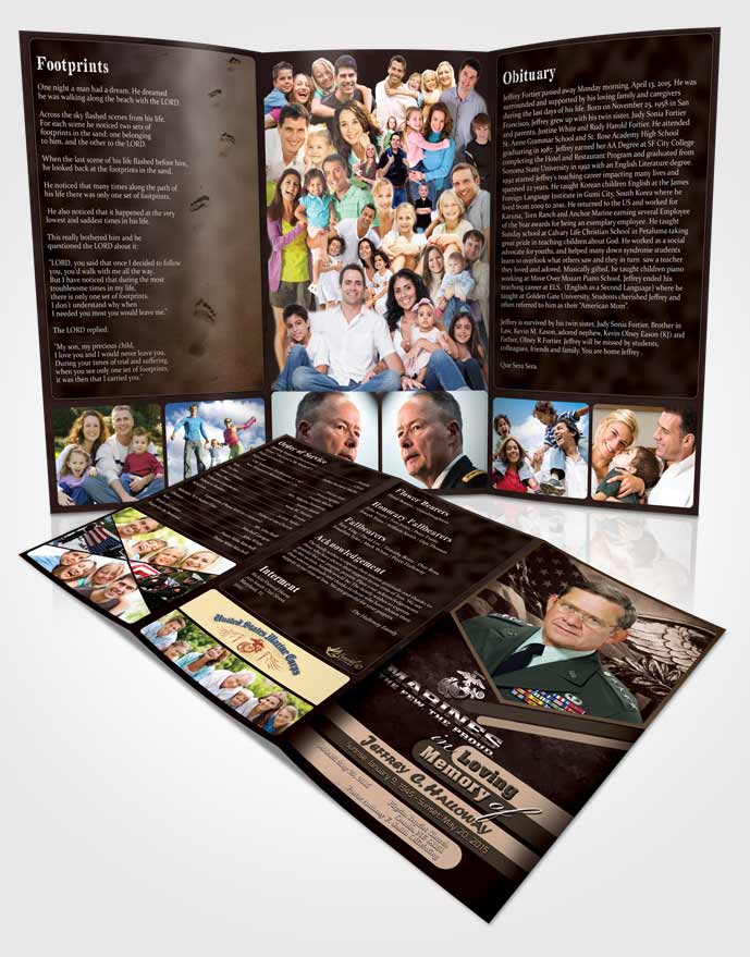 Obituary Template Trifold Brochure 2nd Marines The Few The Proud Bliss