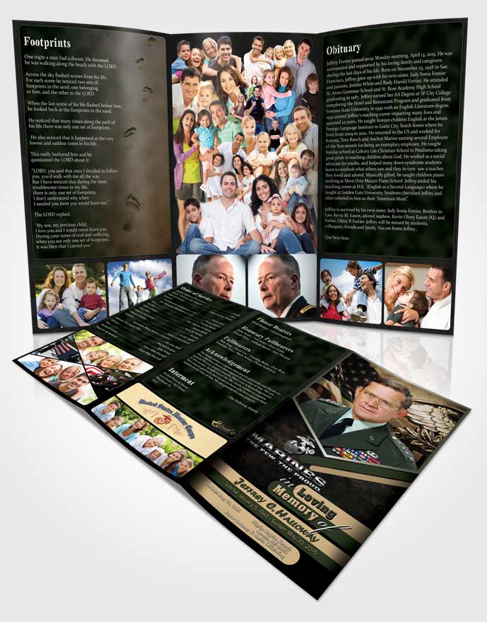 Obituary Template Trifold Brochure 2nd Marines The Few The Proud Serenity