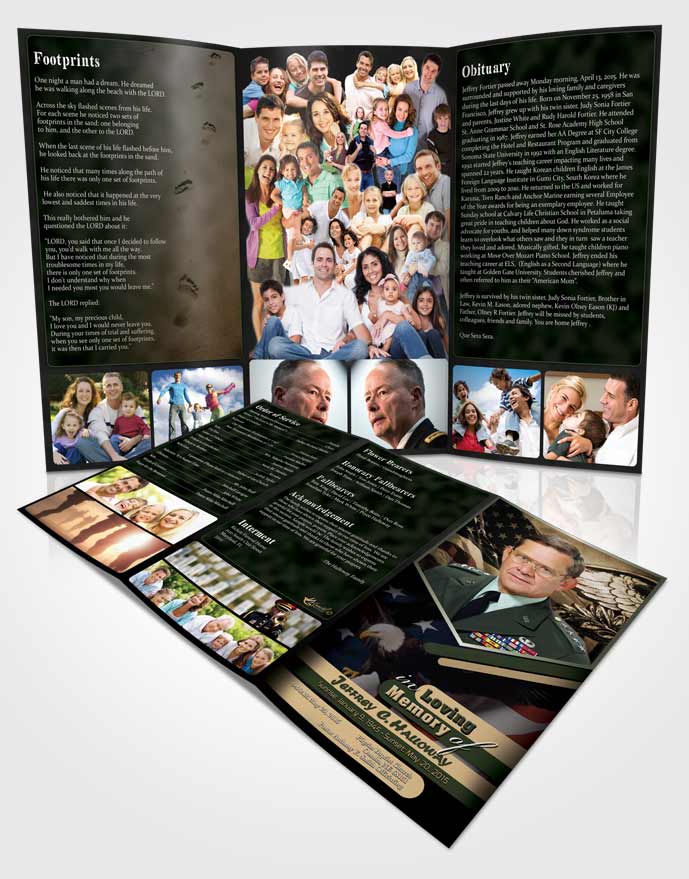Obituary Template Trifold Brochure 2nd Veterans Day Serenity