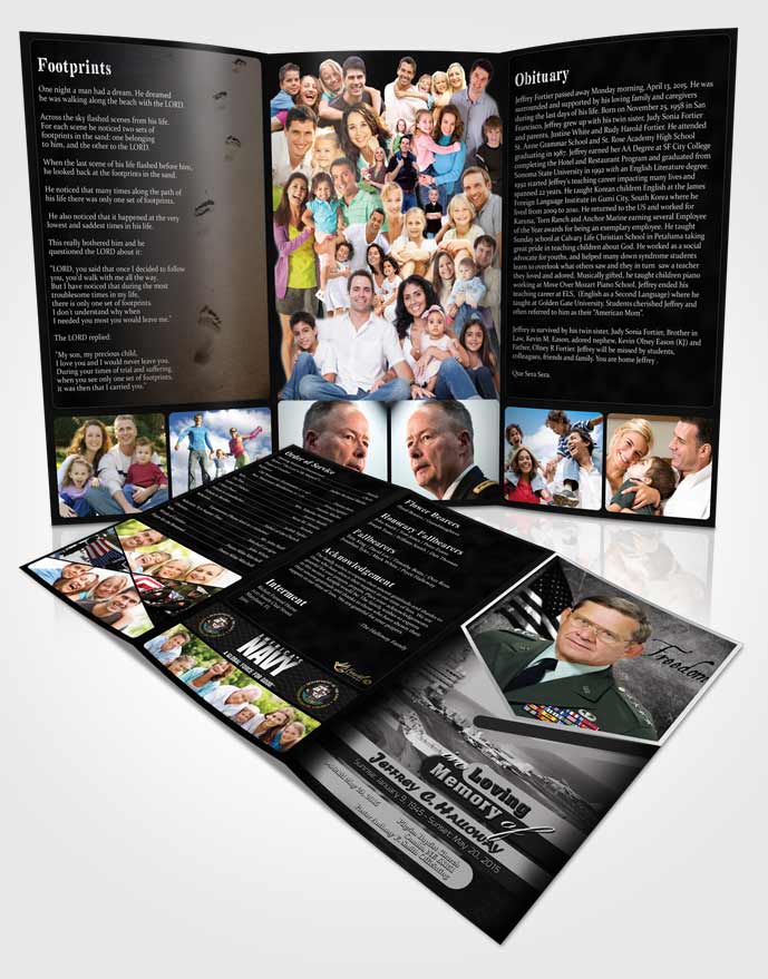 Obituary Template Trifold Brochure 3rd Navy Sailor Freedom