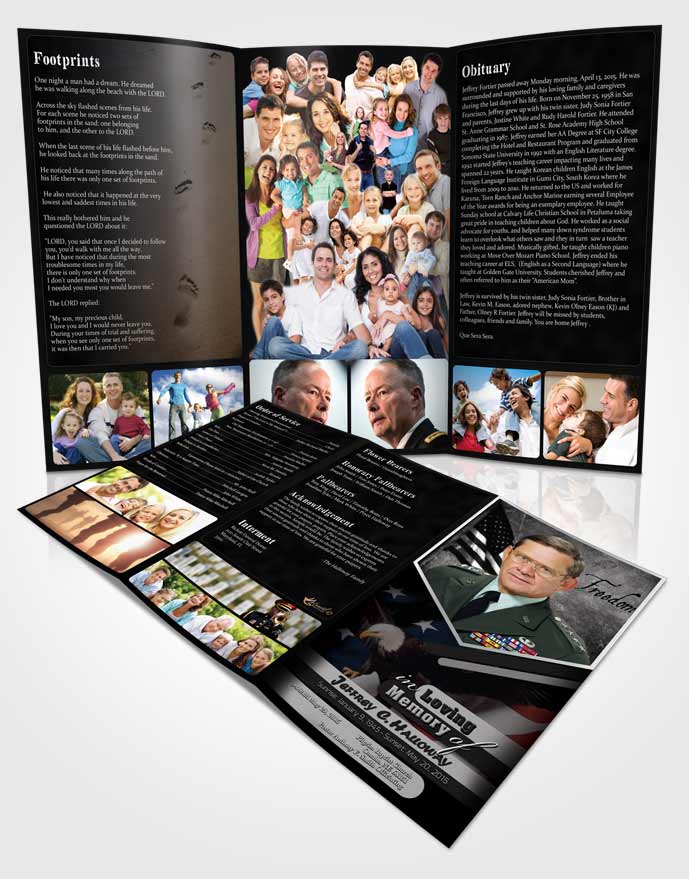 Obituary Template Trifold Brochure 3rd Veterans Day Freedom