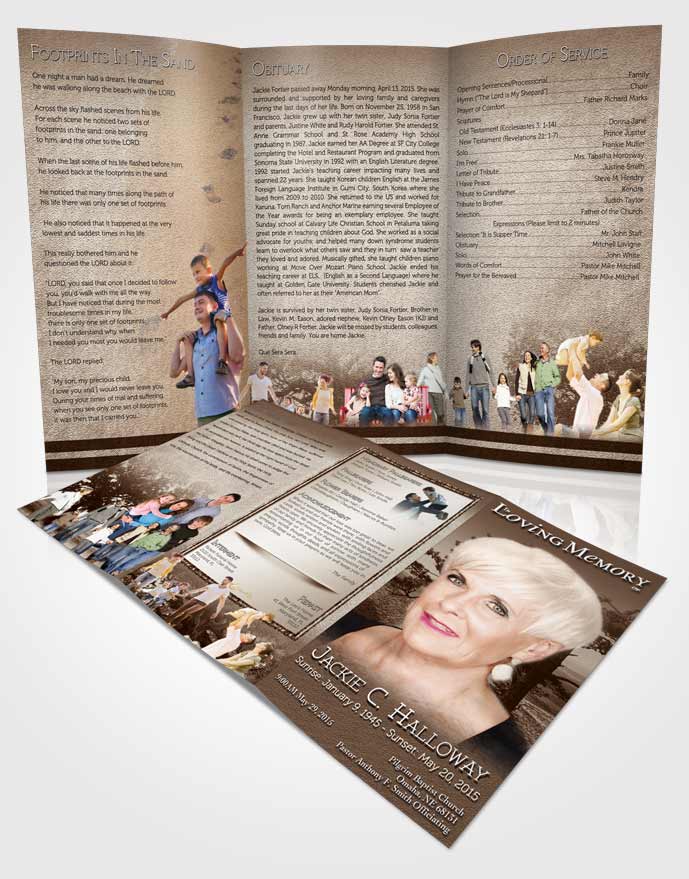 Obituary Template Trifold Brochure A Blissful Golden Tree