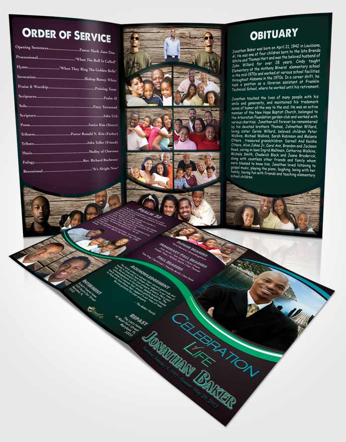 Obituary Template Trifold Brochure Afternoon Delight Journey