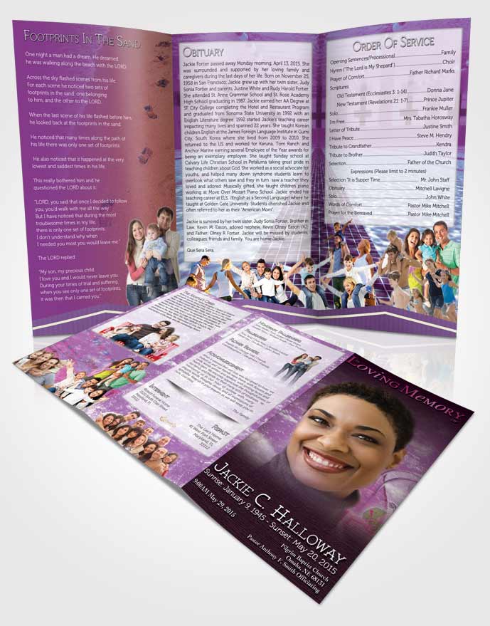 Obituary Template Trifold Brochure Amethyst Swimming Desire
