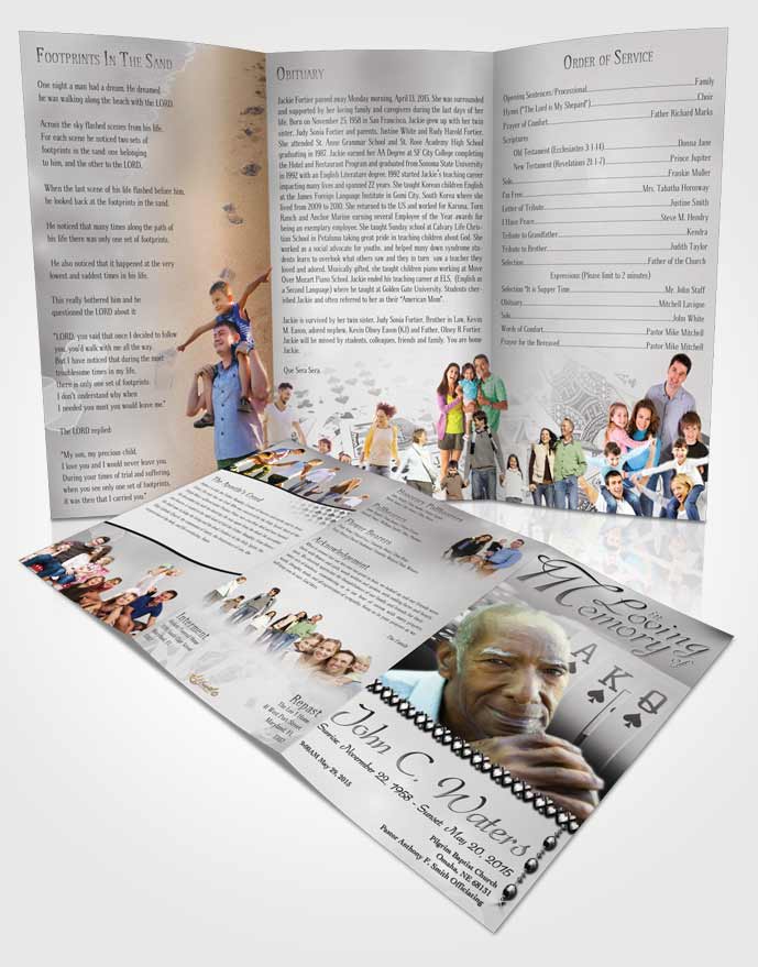 Obituary Template Trifold Brochure Black and White Cards