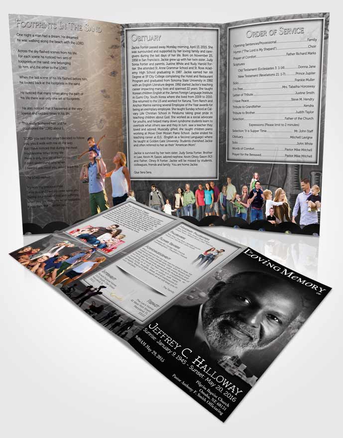 Obituary Template Trifold Brochure Black and White Chemist