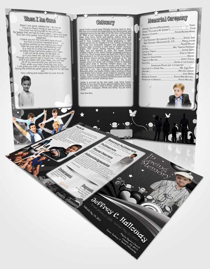 Obituary Template Trifold Brochure Black and White Childs Journey