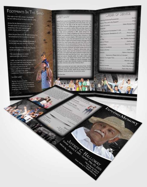 Obituary Template Trifold Brochure Black and White Doctor