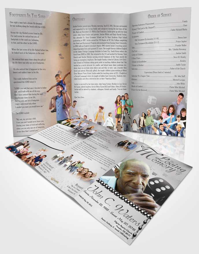 Obituary Template Trifold Brochure Black and White Double Down