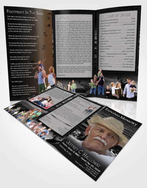 Obituary Template Trifold Brochure Black and White Water Sports