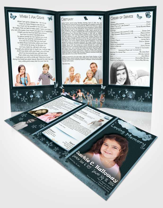 Obituary Template Trifold Brochure Blessed Sky Childs Dream