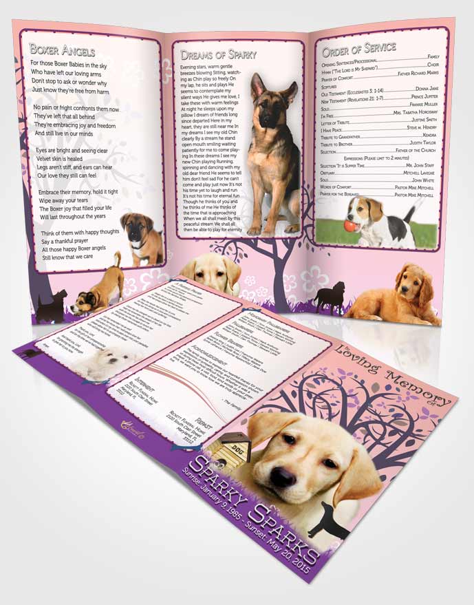 Obituary Template Trifold Brochure Blissful Doggy Heaven