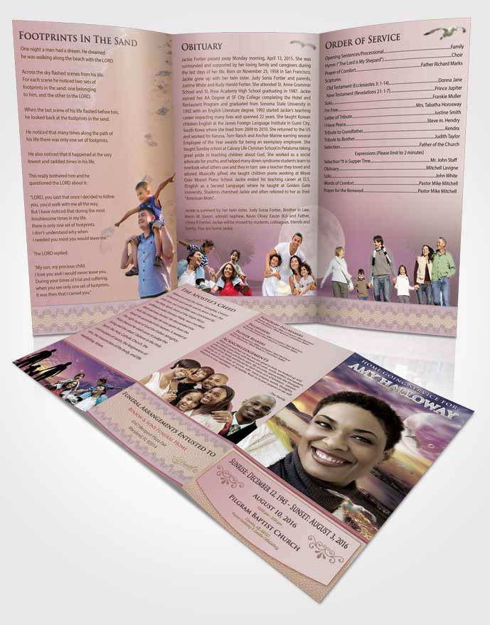 Obituary Template Trifold Brochure Blissful Evening Moon