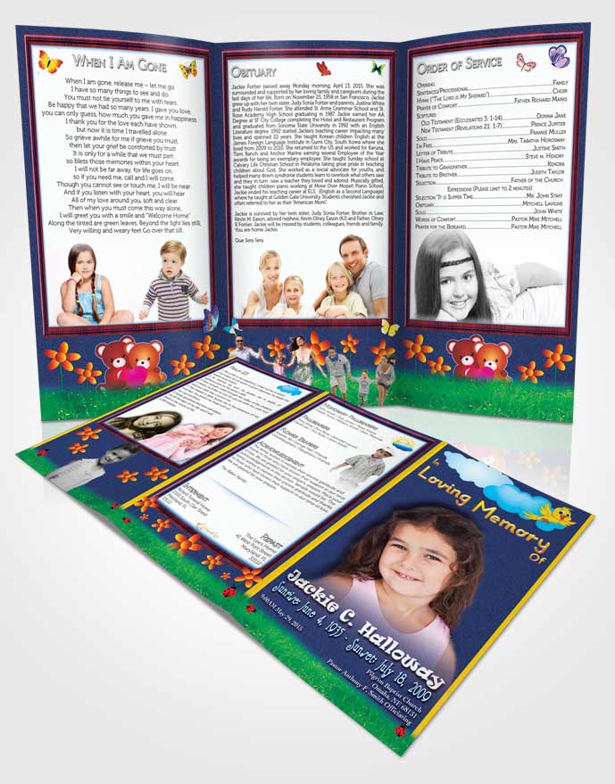 Obituary Template Trifold Brochure Blue Mountains Childs Dream
