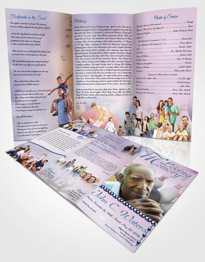 Obituary Template Trifold Brochure Bowling Days Early Morning