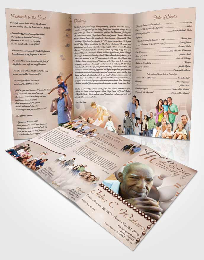 Obituary Template Trifold Brochure Bowling Days Golden Strike