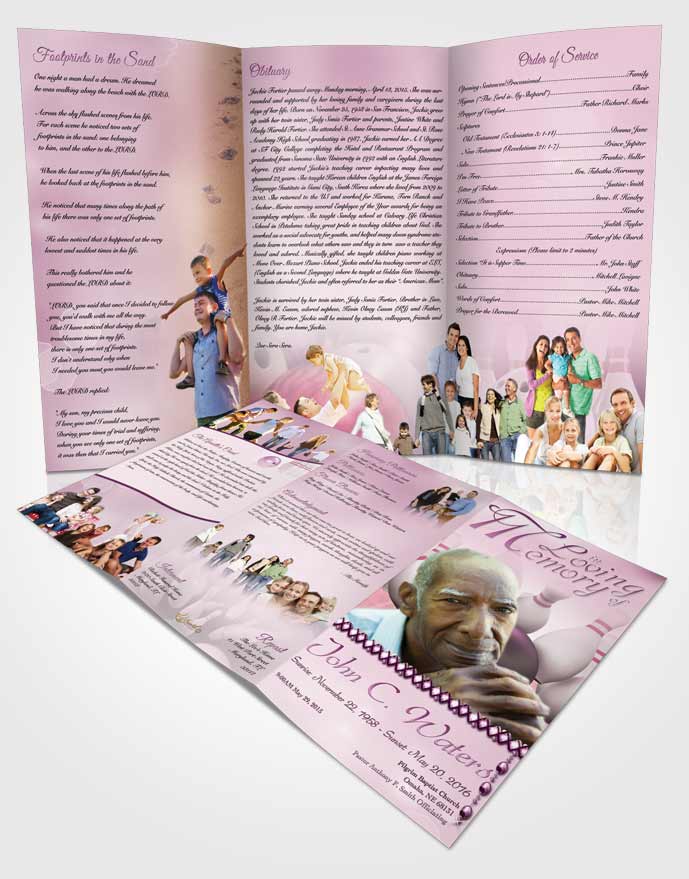 Obituary Template Trifold Brochure Bowling Days Tenderness