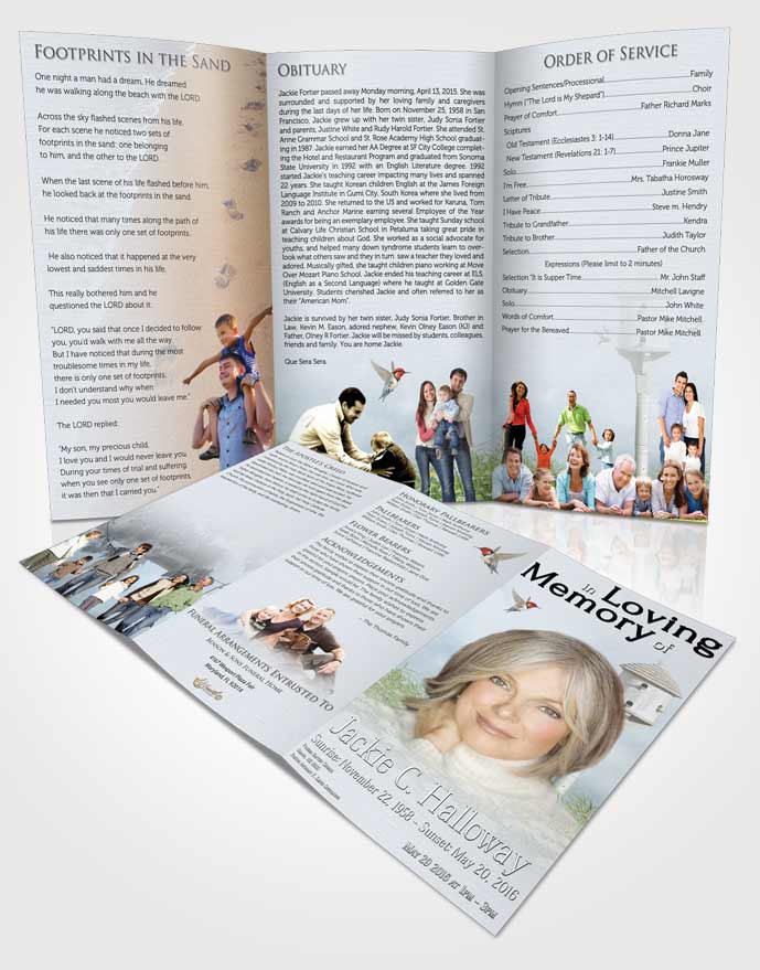 Obituary Template Trifold Brochure Calm Birds of a Feather