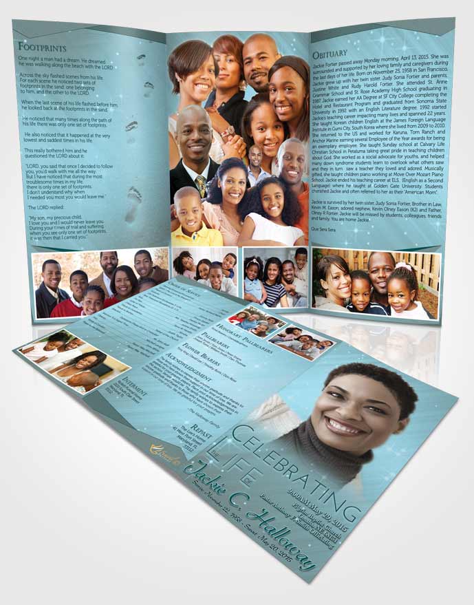 Obituary Template Trifold Brochure Coral Reef Serenity