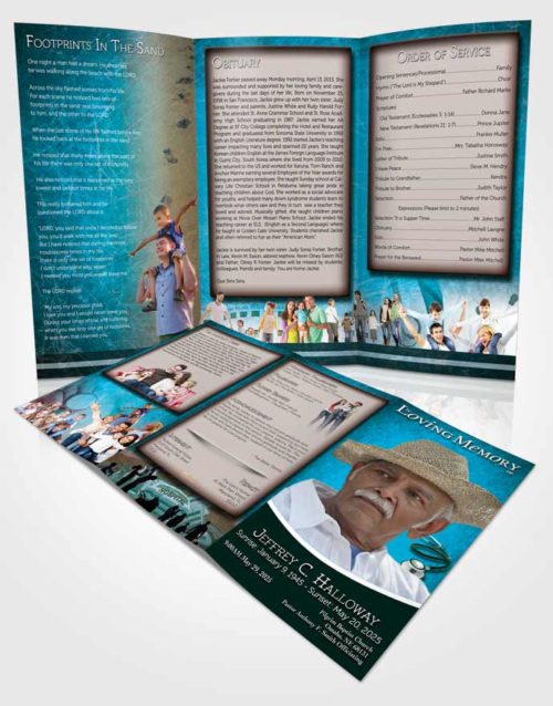 Obituary Template Trifold Brochure Cyan Doctor