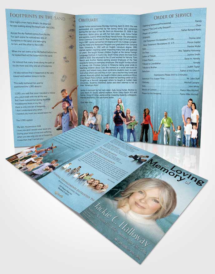 Obituary Template Trifold Brochure Deep Love Walk in the Woods